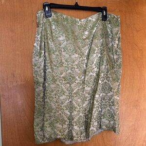 INC International Concepts Asymmetrical Green and Cream Skirt